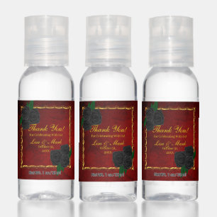 Gothic Black Roses Blood Red Wedding Hand Sanitizer