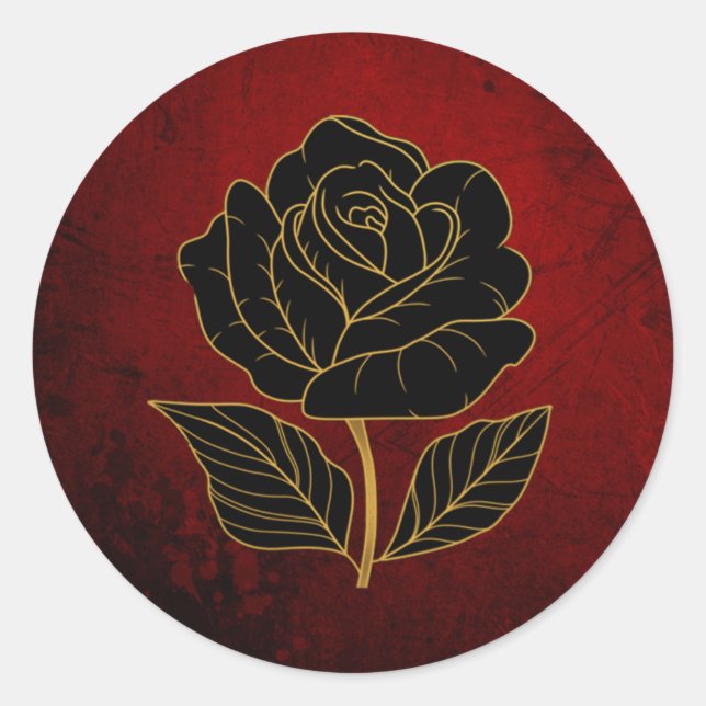 Gothic Black Roses Blood Red Wedding Seal (Front)