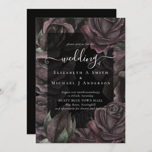 Gothic Black Roses Goth Wedding Invite