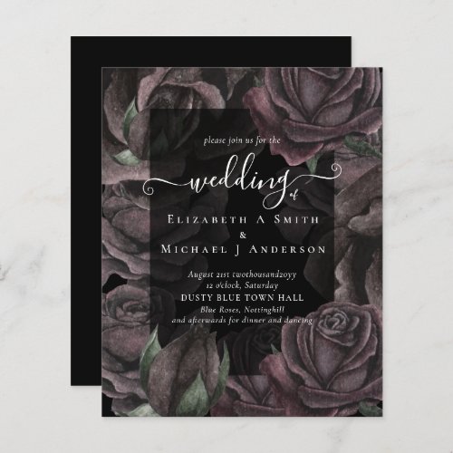 Gothic Black Roses Goth Wedding Invite