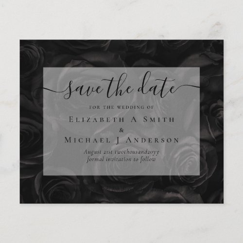 Gothic Black Roses Save The Date BUDGET Flyer