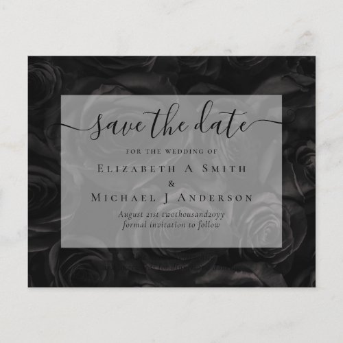 Gothic Black Roses Save The Date BUDGET Flyer