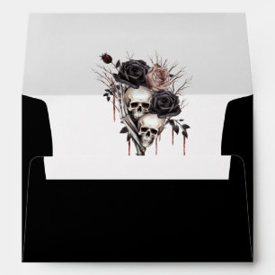 Gothic Black Roses Skulls Envelope