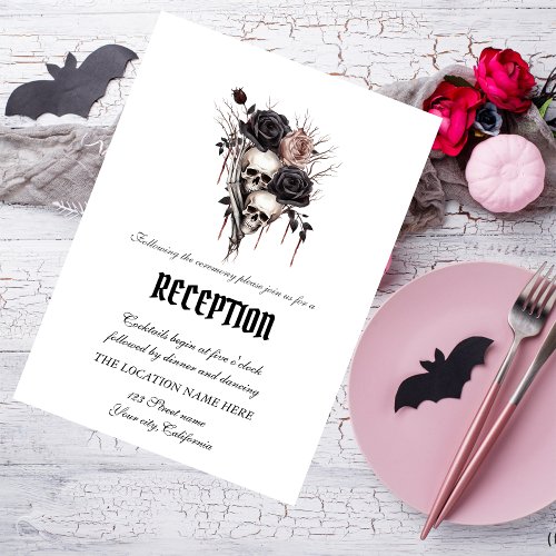 Gothic Black Roses Skulls Invitation