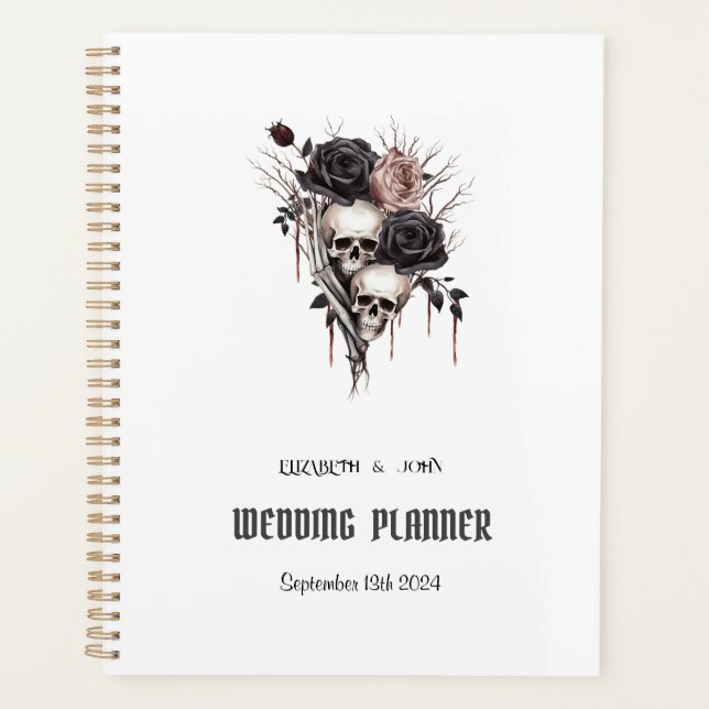 Gothic Black Roses Skulls Planner (Front)