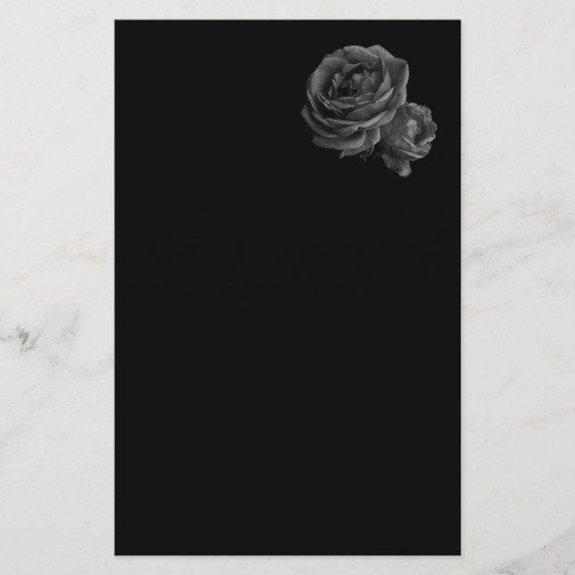 Gothic Black Roses Stationery (Front)