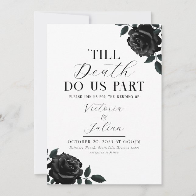Gothic Black Roses Wedding Party Invitation