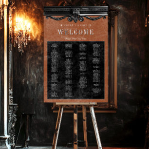Gothic Black & Rust Wedding Seating Chart Foam Board
