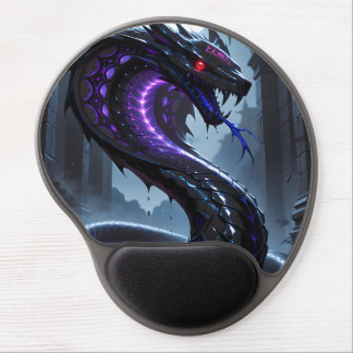 Gothic Black Serpent Glowing Purple Neon Gel Mouse Pad