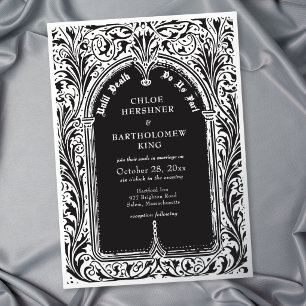 Gothic Black Silver Medieval Until Death Wedding Foil Invitation