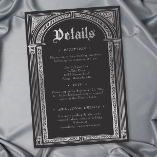 Gothic Black Silver Medieval Wedding Enclosure Card