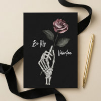 Gothic Black Skeleton Hand Rose Valentine's Day