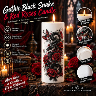 Gothic Black Snake & Red Roses Candle – Dark Botan