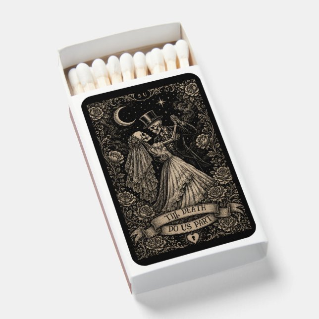 Gothic Black Spooky Tarot Wedding  Matchboxes (Front Open)
