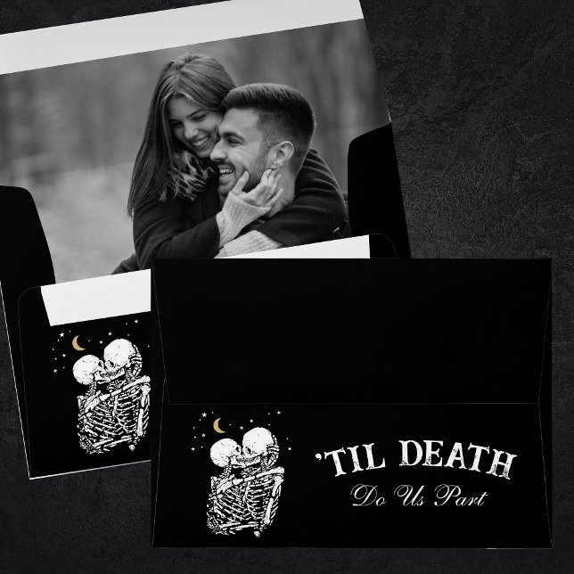 Gothic Black Tarot Card Lovers Wedding Invitation Envelope (Creator Uploaded)