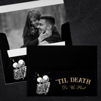 Gothic Black Tarot Card Lovers Wedding Invitation
