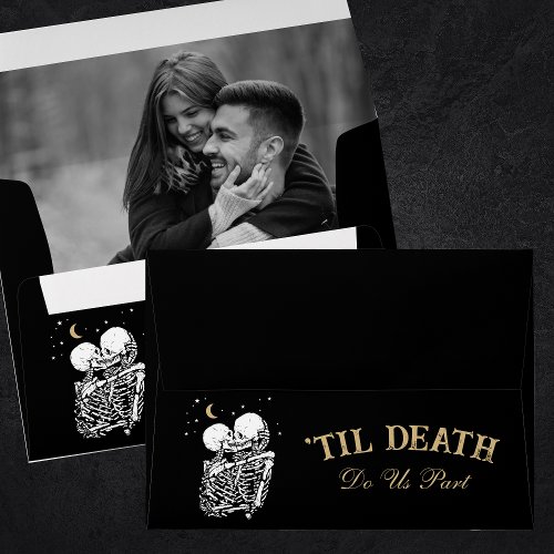 Gothic Black Tarot Card Lovers Wedding Invitation Envelope