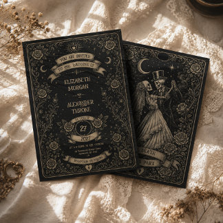Gothic Black Till Death Do Us Part Tarot Wedding Invitation