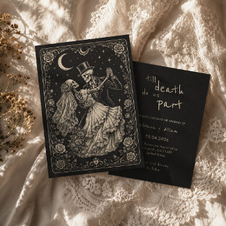 Gothic Black Till Death Do Us Part Wedding Invitation