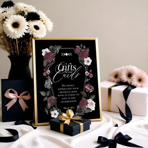 Gothic Black Watercolor Florals Gifts  Cards Sign