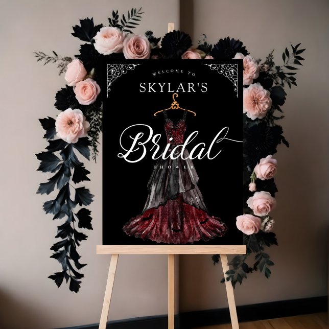 Gothic Black Wedding Dress Bridal Shower Welcome Foam Board (Gothic Black Wedding Dress Bridal Shower Welcome Foam Board)