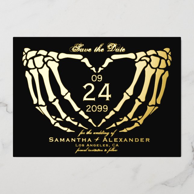 Gothic Black Wedding Save the Date Till Death Foil Invitation (Front)