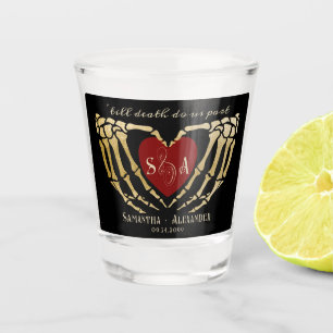 Gothic Black Wedding Skeleton Hands Till Death Shot Glass