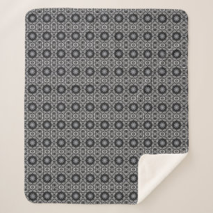 Gothic black white 8 pointed star geometric sherpa blanket