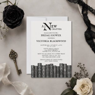 Gothic Black & White A New Chapter Bridal Shower Invitation