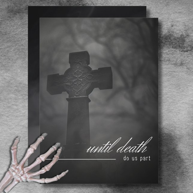 Gothic Black & White Cemetery Until Death Wedding Invitation (Gothic Black & White Cemetery Until Death Wedding Invitation)