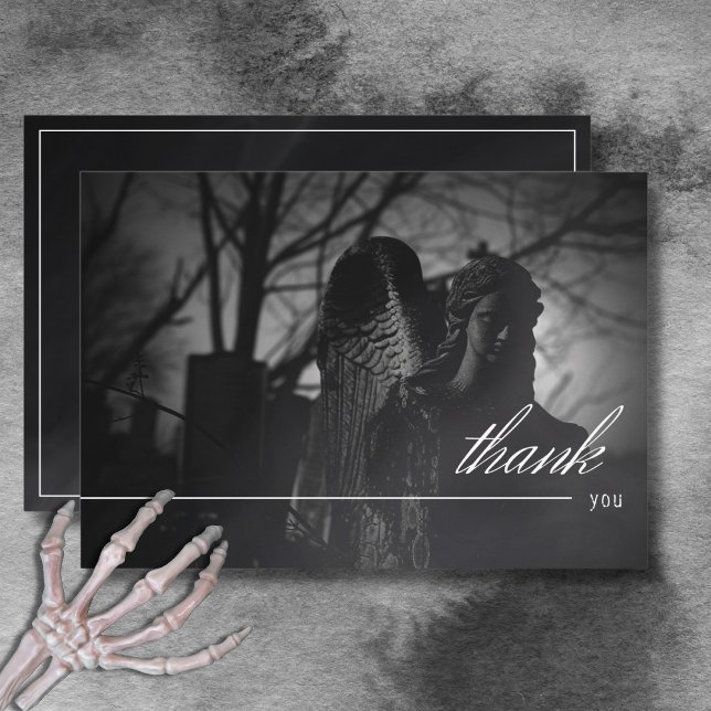 Gothic Black & White Cemetery Until Death Wedding Thank You Card (Gothic Black & White Cemetery Until Death Wedding Thank You Card)