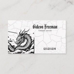 Gothic Black & White Dragon Tattoo Artist Business Card