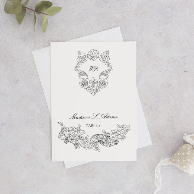Gothic Black & White Elegant Foldable Name Card (Creator Uploaded)