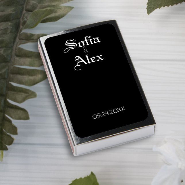 Gothic black white  elegant typography wedding  matchboxes (Creator Uploaded)