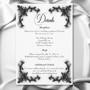 Gothic Black & White Filigree Heart Details Enclosure Card
