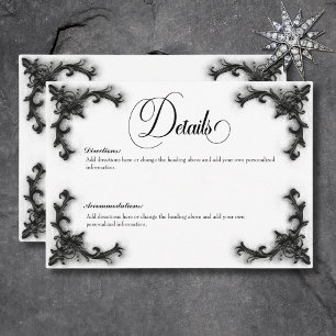 Gothic Black & White Filigree Heart Details Enclosure Card