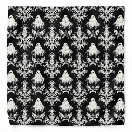 Gothic black white ghosts pattern  bandana
