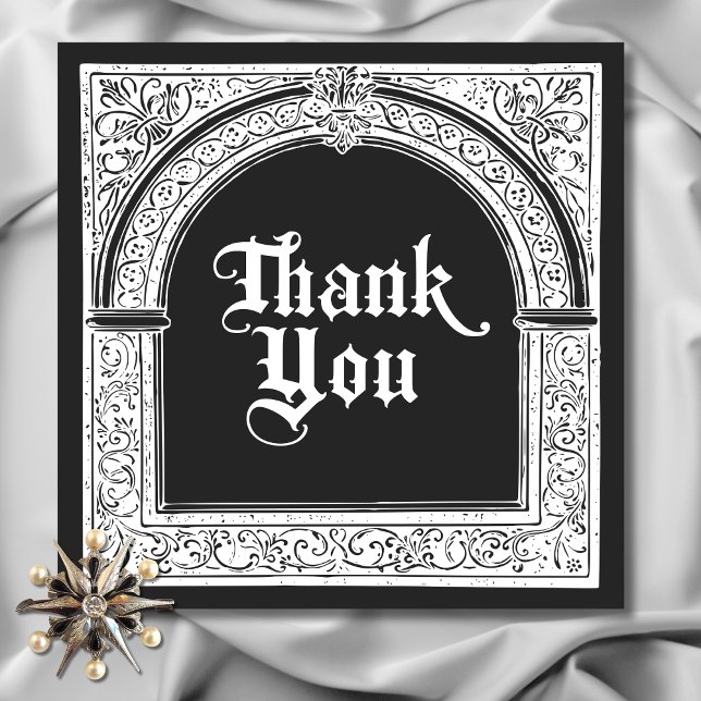 Gothic Black White Medieval Until Death Thank You Card (Gothic Black White Medieval Until Death Thank You Card)