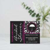 Gothic Black & White/Pink Flourish Bridal Shower Invitation Postcard (Standing Front)