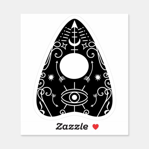 Gothic Black White Planchette Spooky Eye Halloween Sticker