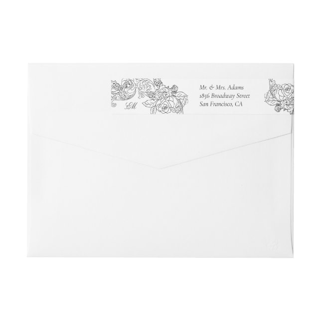 Gothic Black & White Pre-Addressed Return Wrap Around Label (Back)
