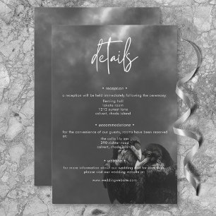 Gothic Black & White Raven Embrace Wedding Details Enclosure Card