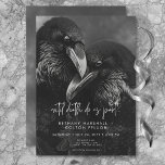 Gothic Black & White Raven Embrace Wedding Invitation<br><div class="desc">Capture the timeless elegance of love with our exquisite Gothic wedding invitation featuring a stunning pencil drawing of a pair of ravens. These majestic birds, with one poised with its beak open and the other tenderly perched on its shoulder, gaze into each other's eyes against a backdrop of deep charcoal...</div>