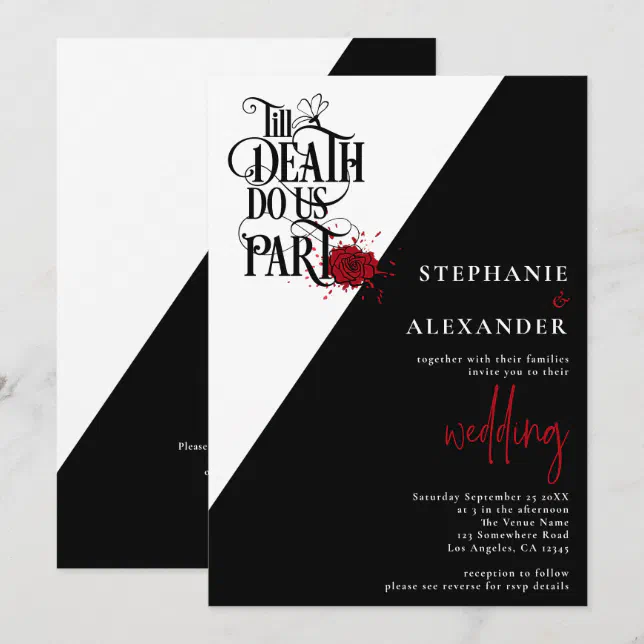 Gothic Black White Red Till Death Do Us Part Invitation | Zazzle