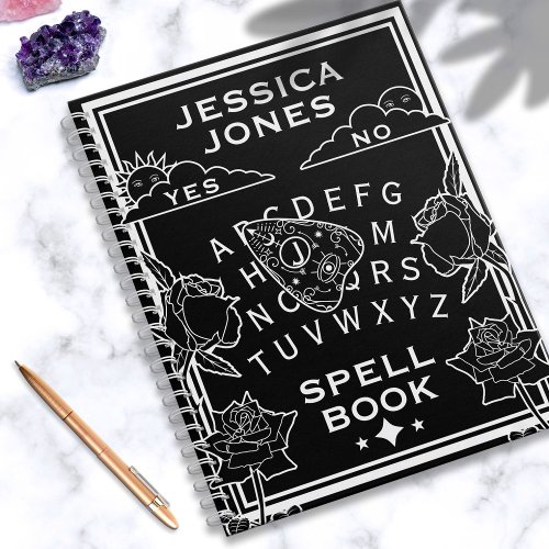 Gothic Black White Talking Board Witch Spell  Notebook