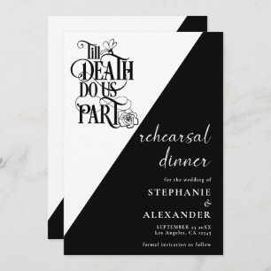 Gothic Black White Till Death Do Us Part Rehearsal Invitation