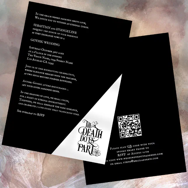 Gothic Black White Till Death Do Us Part Wedding Invitation | Zazzle