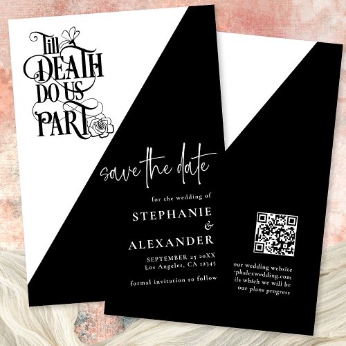 Gothic Black White Till Death Do Us Part Wedding Save The Date