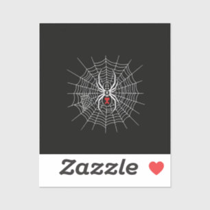 Gothic Black Widow Spider Heart Web Vintage Aesthe Sticker