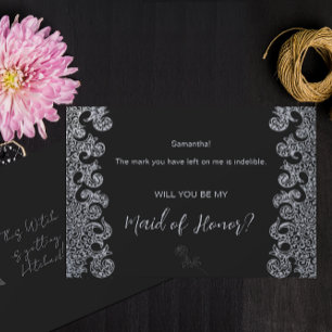 Gothic Black Will You Be My Maid of Honor Proposal Note Card
